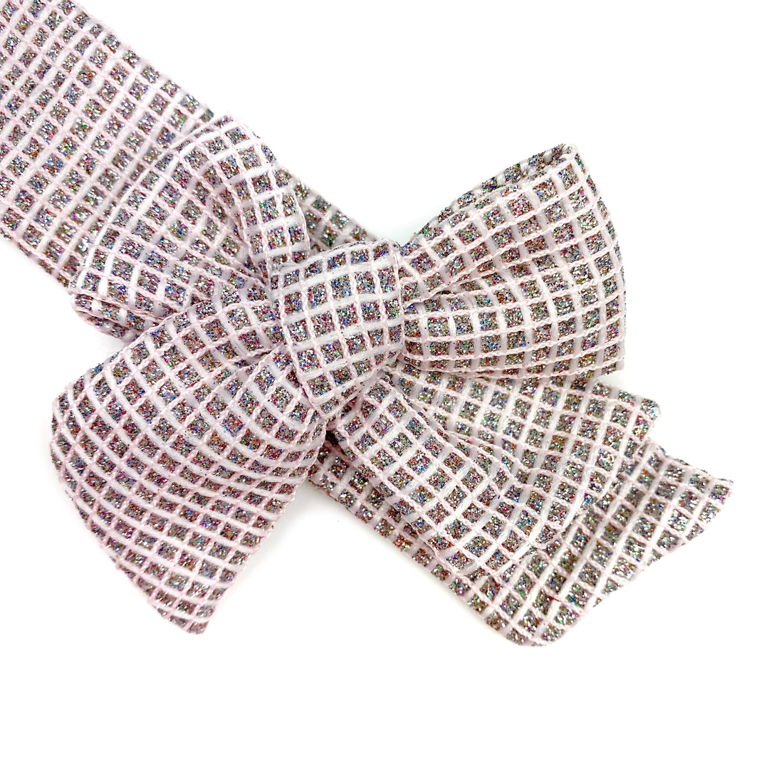 Pink Glitter Woven JB Effortless Bow Strips - Closed Edge