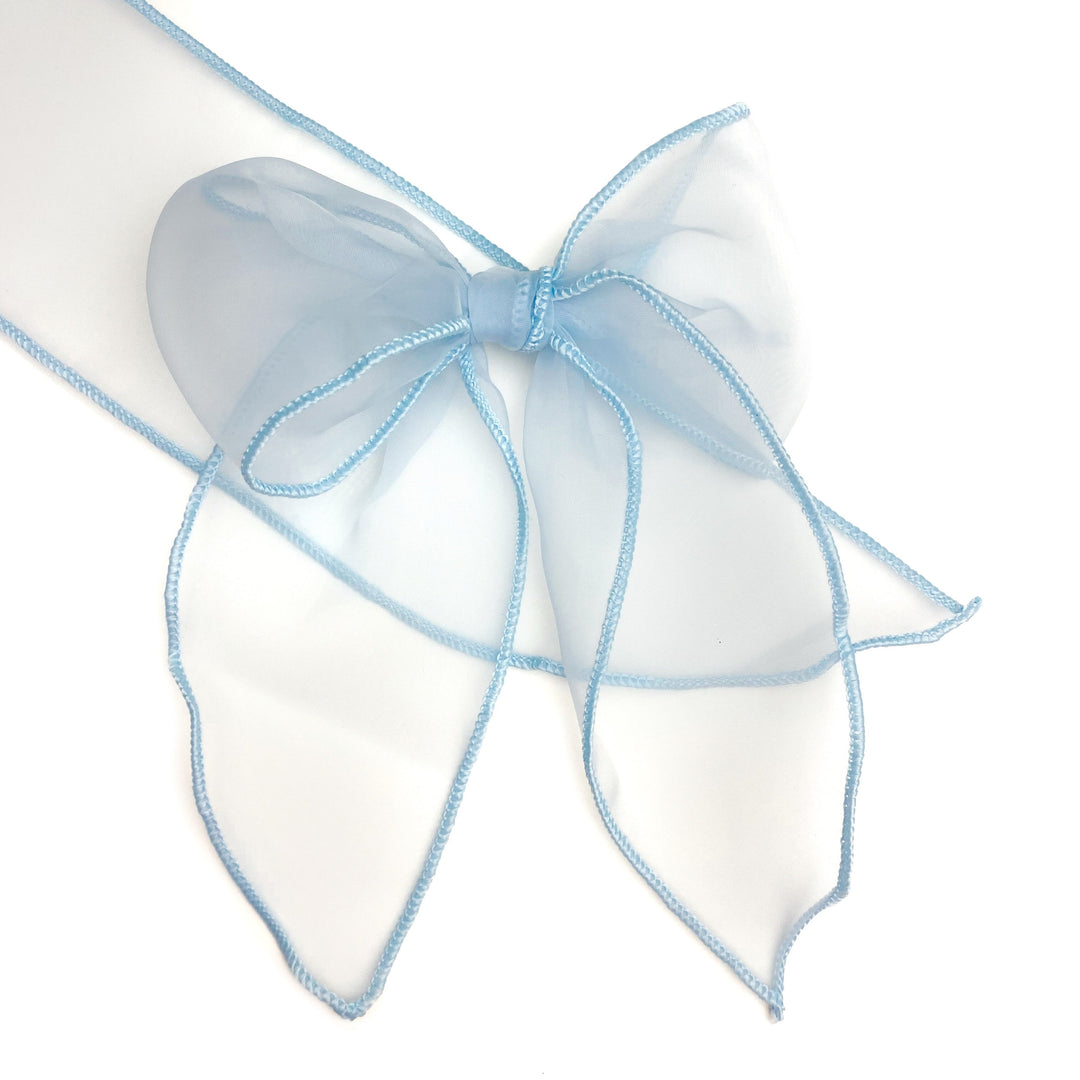 Sky Blue Charming Tulle JB Effortless Bow Strips - Large Serged Edge