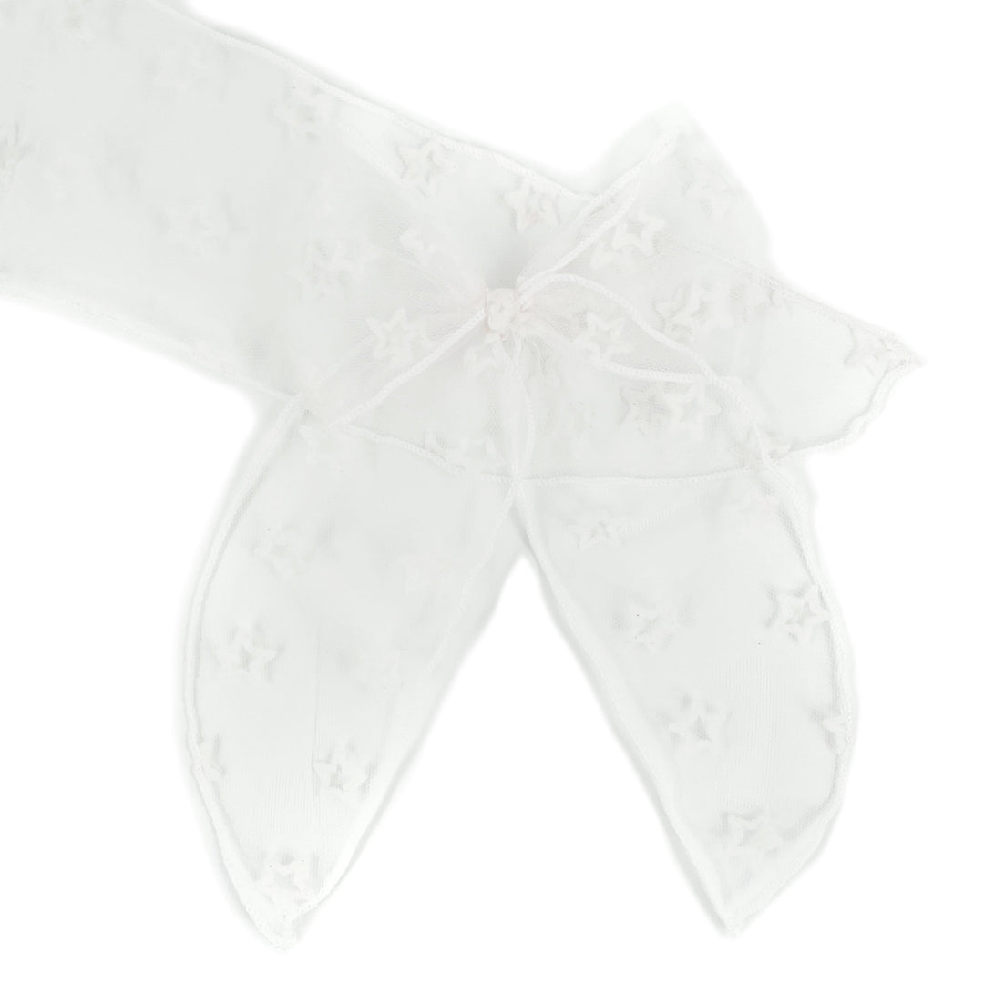 *SLIGHTLY FLAWED* White Stars Tulle JB Effortless Bow Strips - Large Serged Edge