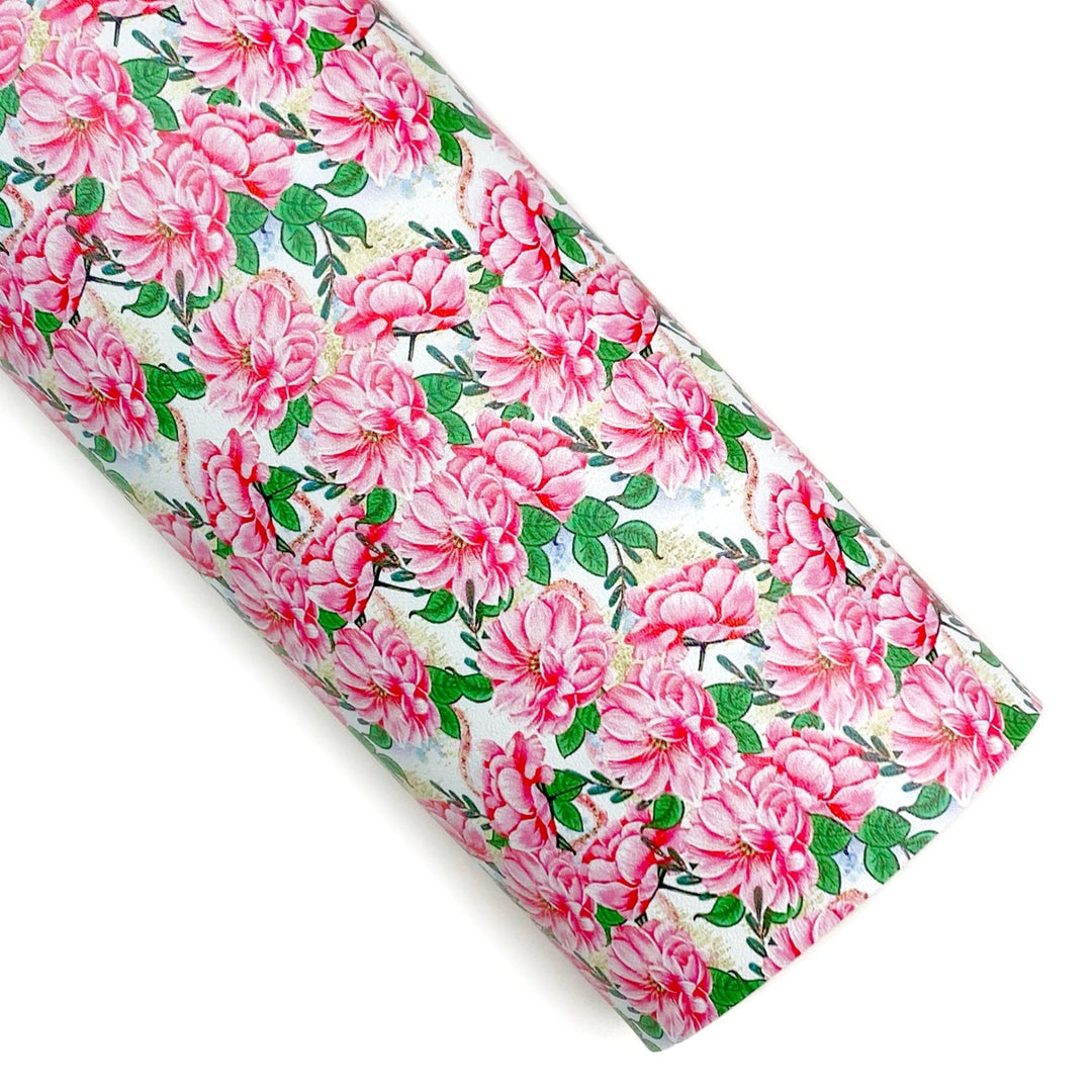 Bright Pink Floral Vegan Leather