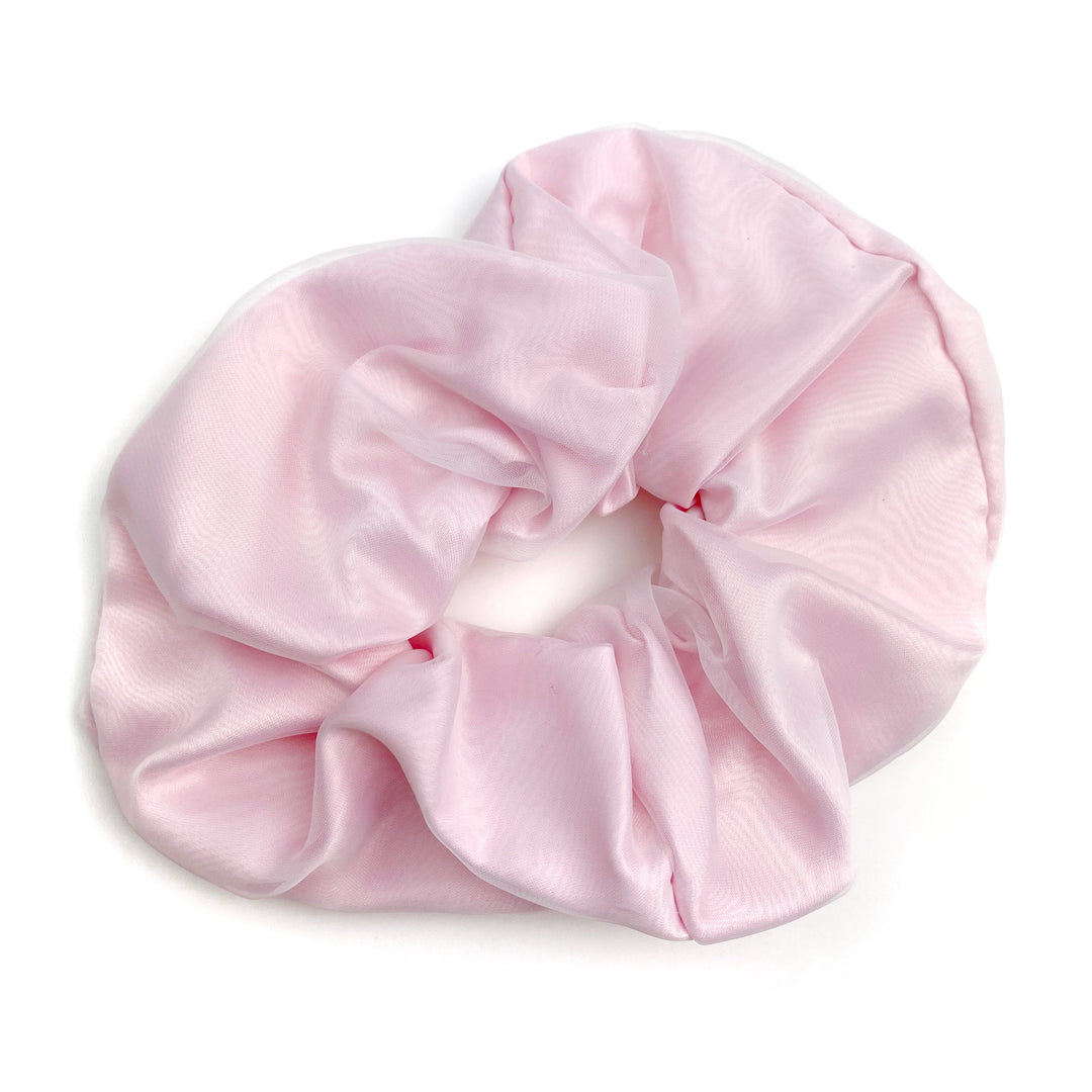 Pink Satin Shaker Scrunchies