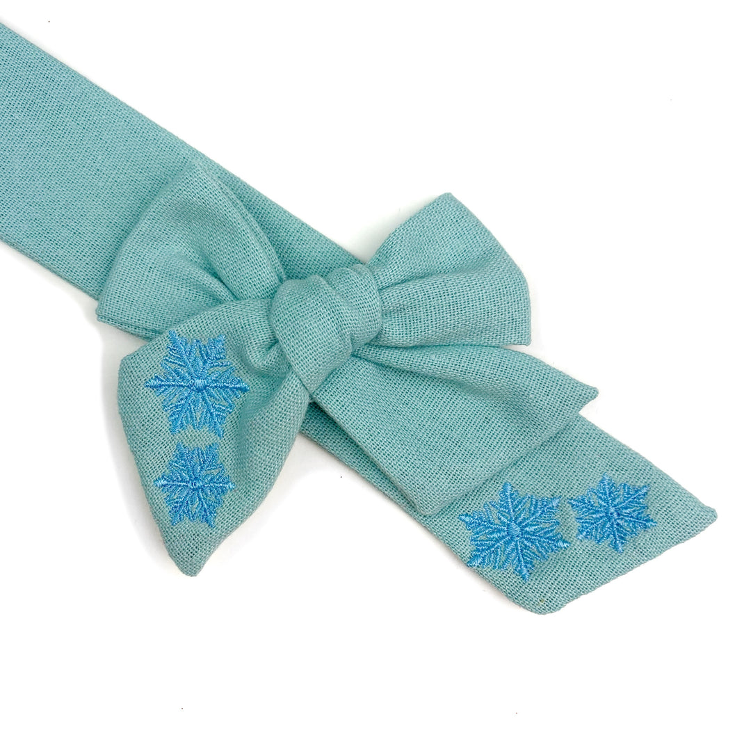 Blue with Blue Snowflakes Embroidered JB Effortless Bow Strips - Closed Edge