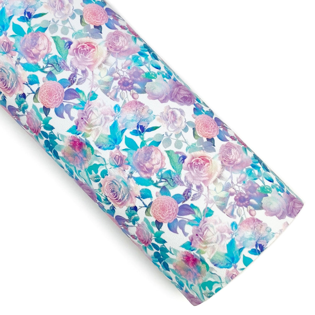 Iridescent Flowers Vegan Leather