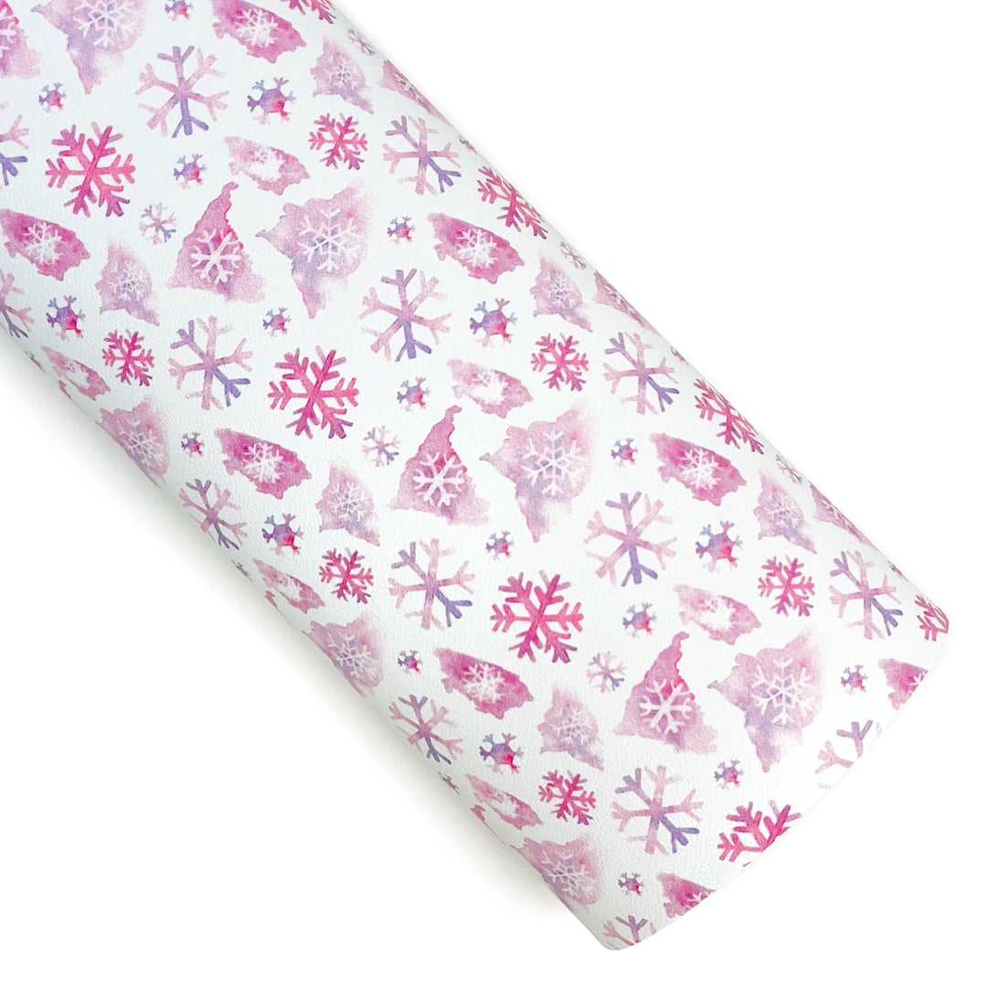 Pink Watercolor Snow Vegan Leather