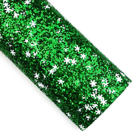 Green Snowflake Glitter Sheet