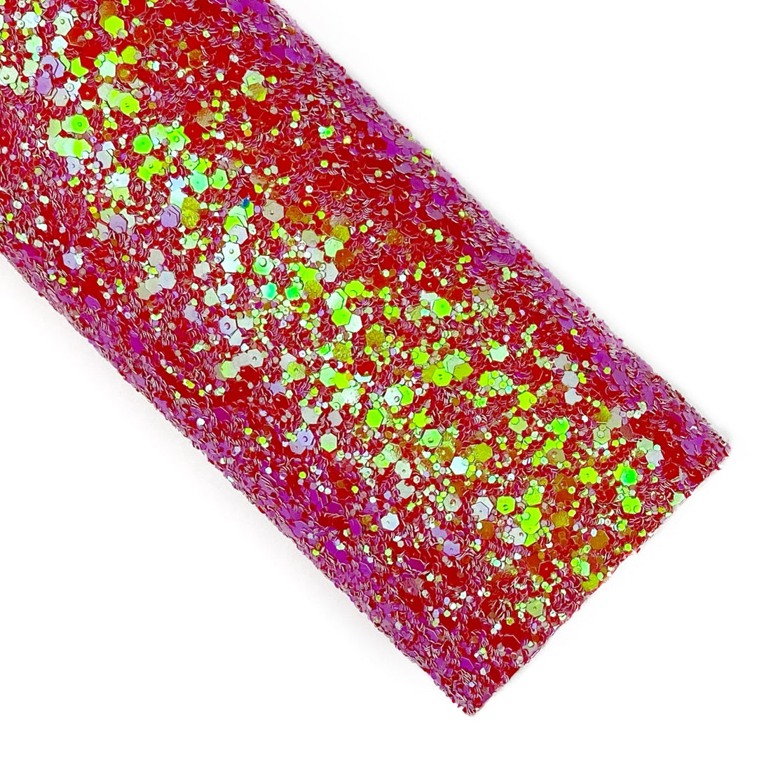 Strawberry Opalescent Glitter Faux Leather Sheets