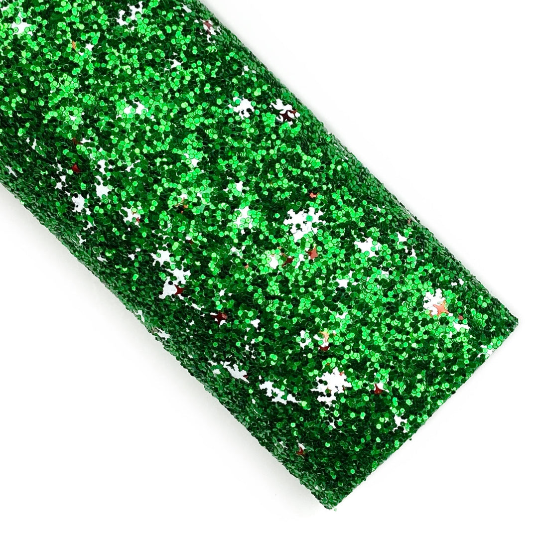 Twinkling Green Snowflake Glitter Sheet