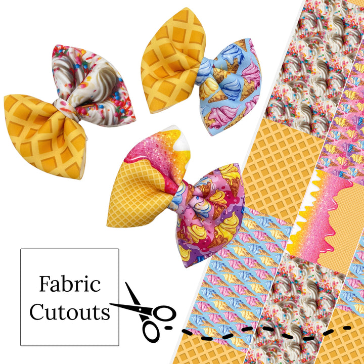 Ice Cream Treats Pinch Fabric DIY Hair Bows