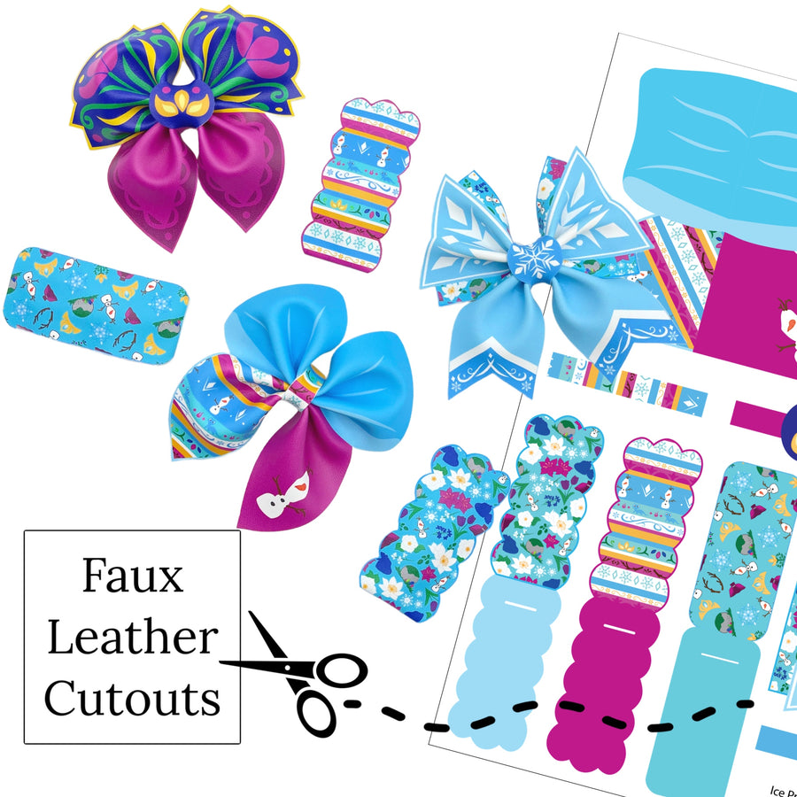 Ice Princess Faux Leather DIY Hair Bows & Craft Cutouts