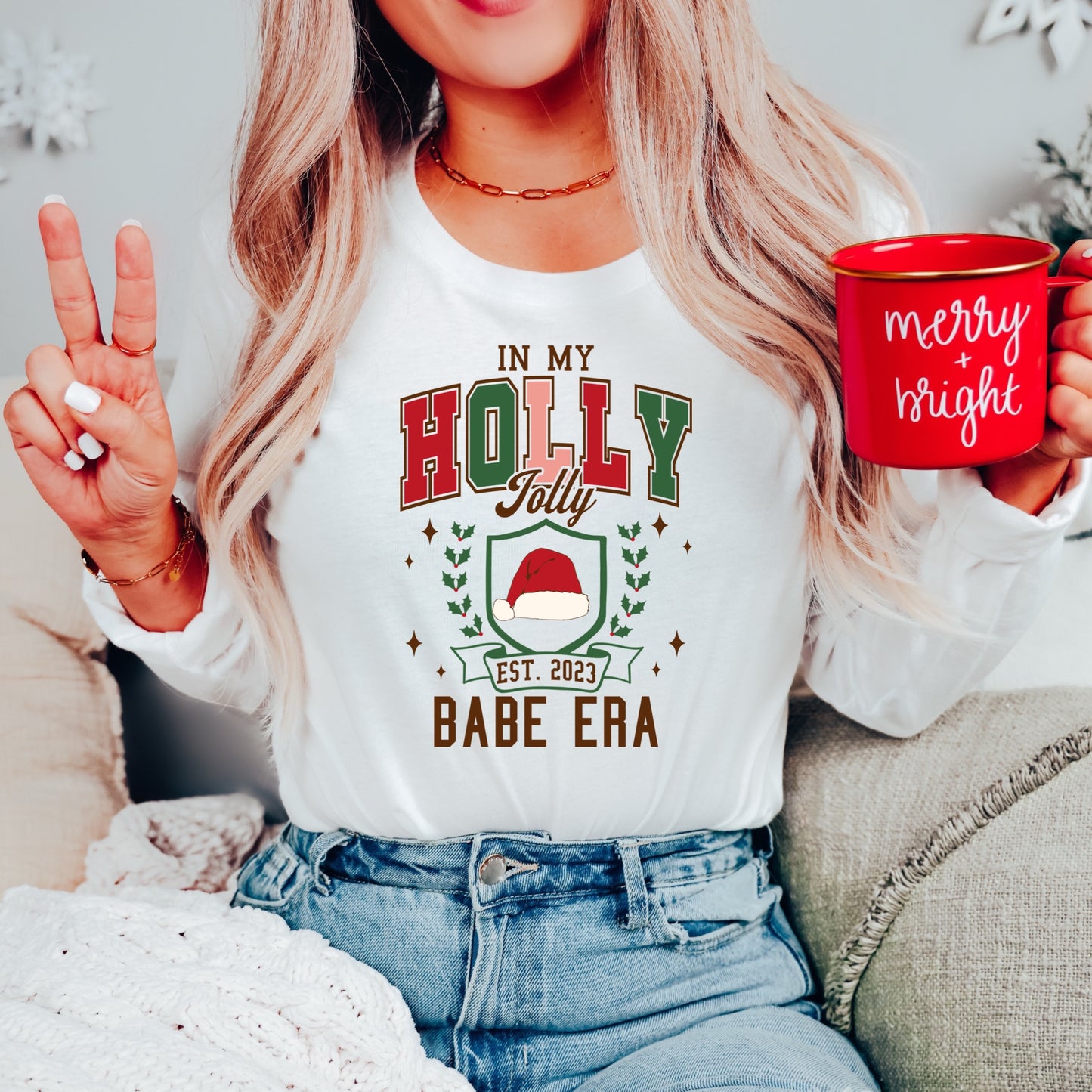 "In My Holly Jolly Babe" Preppy Christmas Iron On Heat Transfer