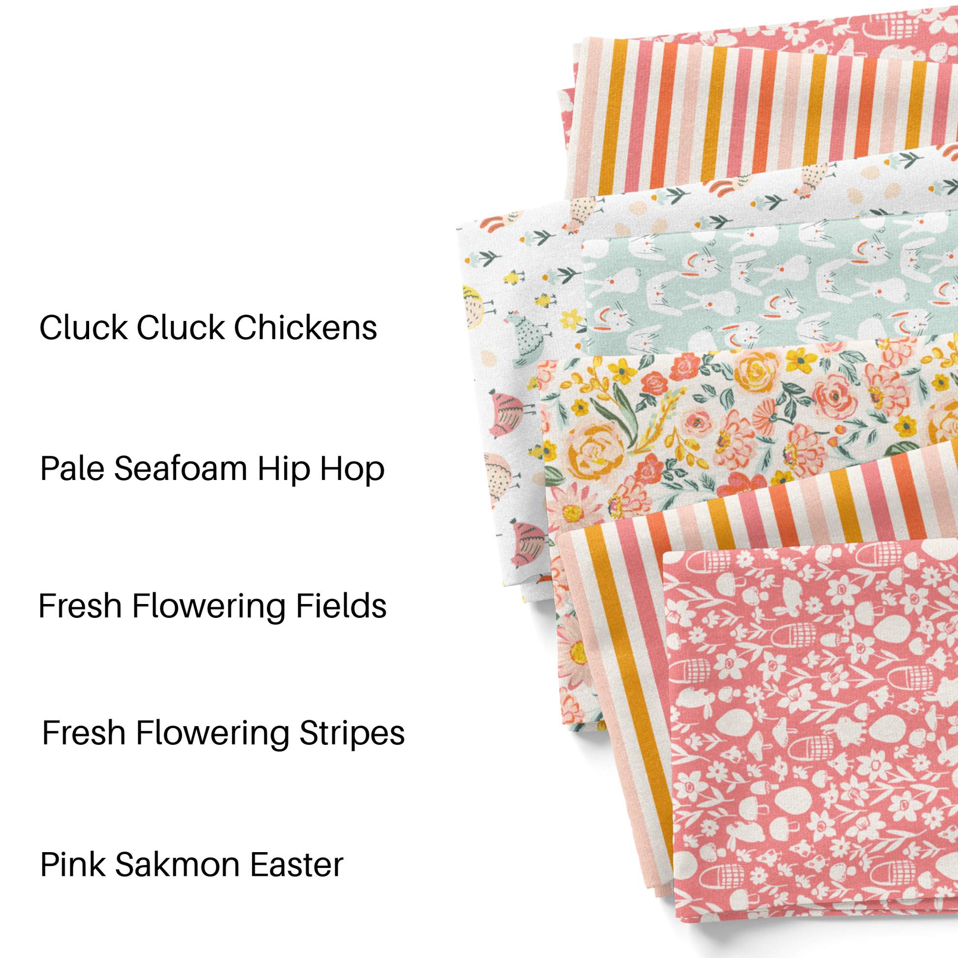 Indy Bloom Easter floral fabric by the yard swatches.