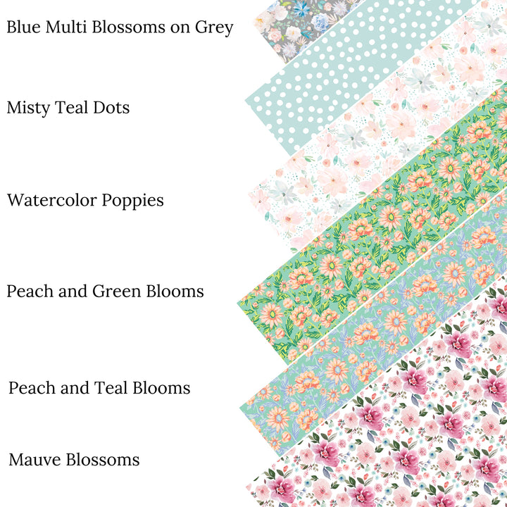 Blue Multi Blossoms On Gray Faux Leather Sheets