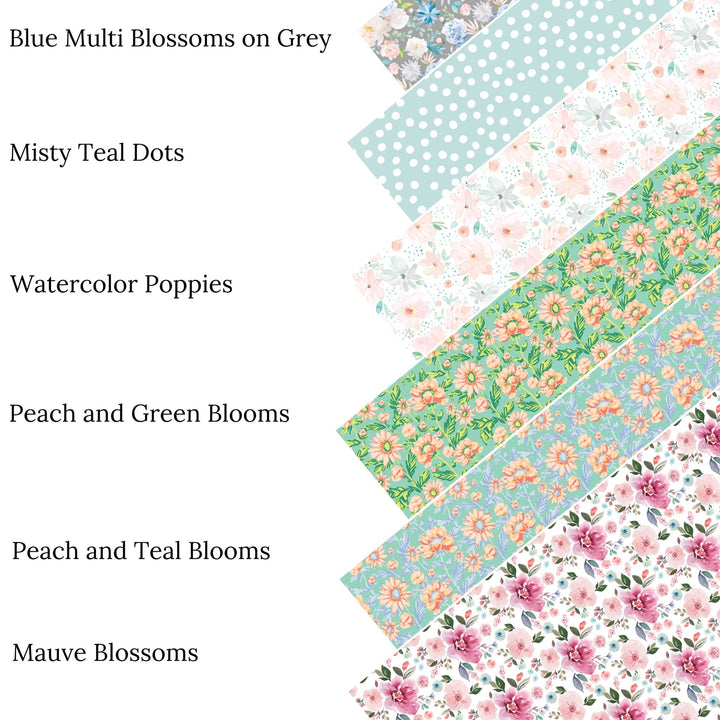 Peach and Teal Blooms Faux Leather Sheets