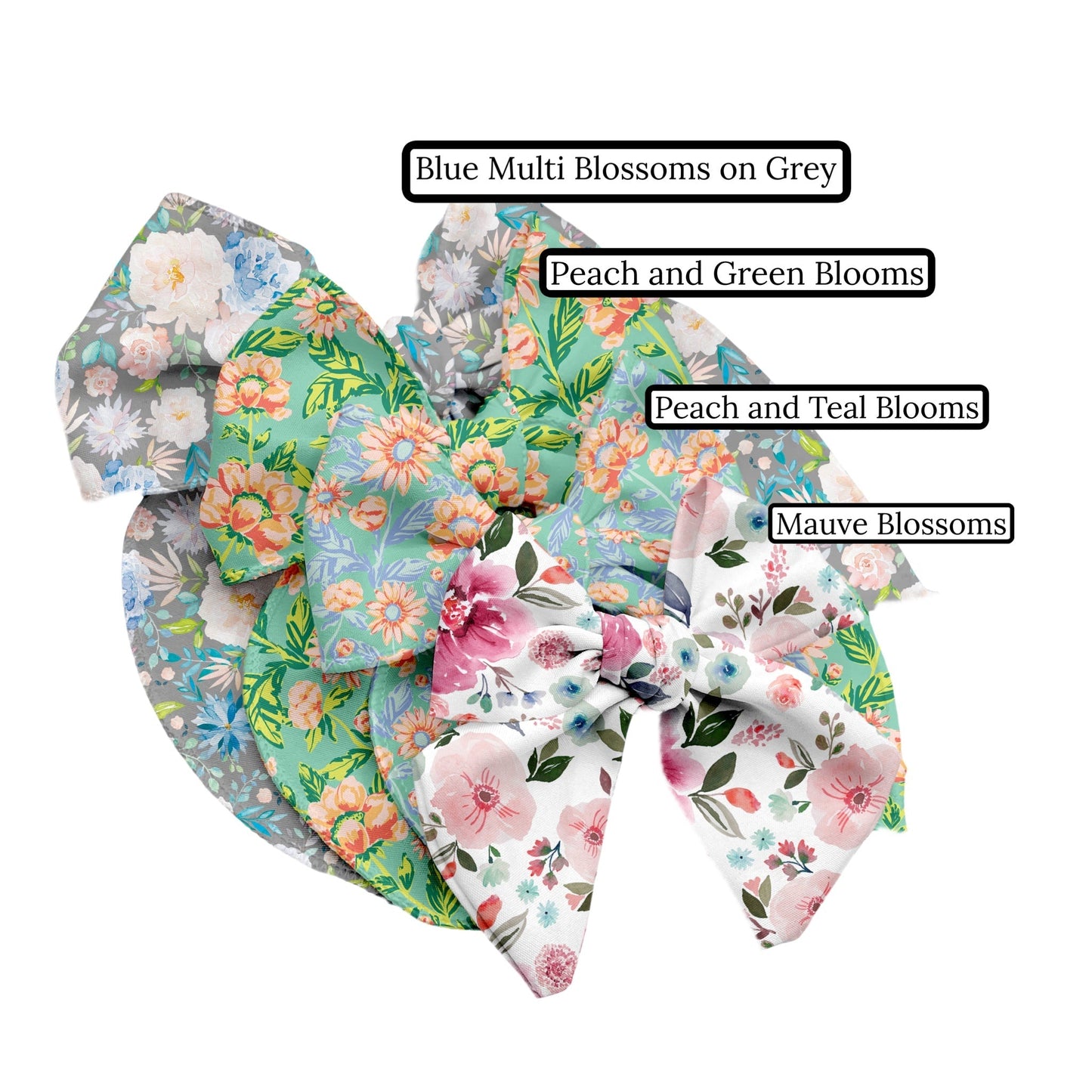 Peach and Teal Blooms Hair Bow Strips