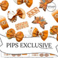 orange brown fall turkey, pumpkin and coffee diy faux leather bows