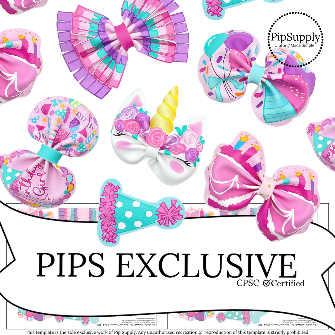 bright pink purple and aqua birthday unicorn themed diy hair bows