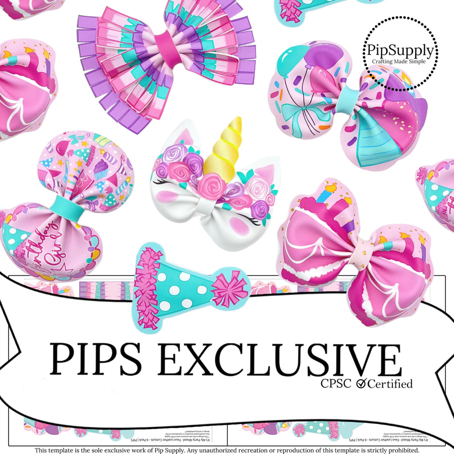 bright pink purple and aqua birthday unicorn themed diy hair bows