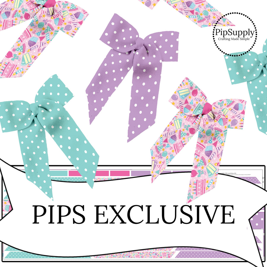 aqua purple and pink polka dot and birthday things diy neoprene bows