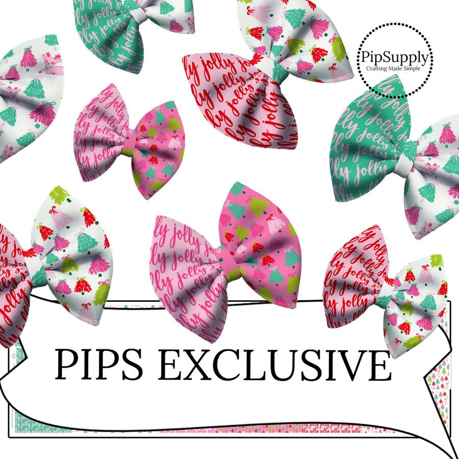 bright pink and aqua trees and jolly diy pinch neoprene hand cut hair bows