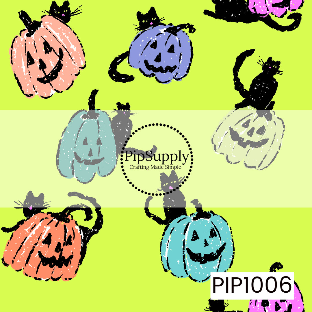 PIP1006 - Pumpkin Cat Confetti Neon Green