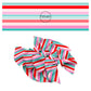 These holiday pattern themed no sew bow strips can be easily tied and attached to a clip for a finished hair bow. These Christmas bow strips are great for personal use or to sell. The bow strips features light pink, white, teal, and red stripes. 