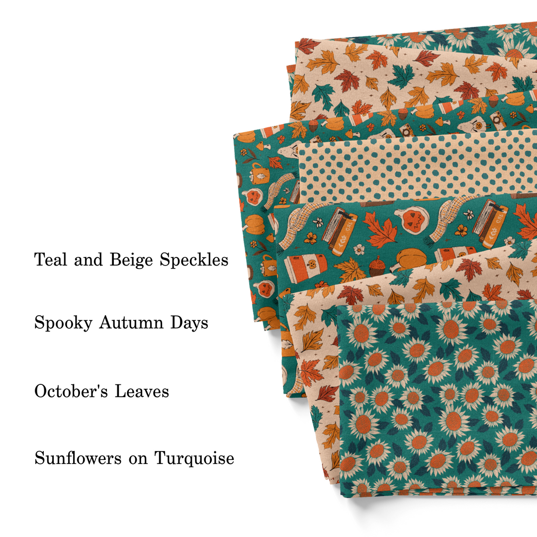 Juniper Row 2023 Halloween and Autumn collection fabric swatches.