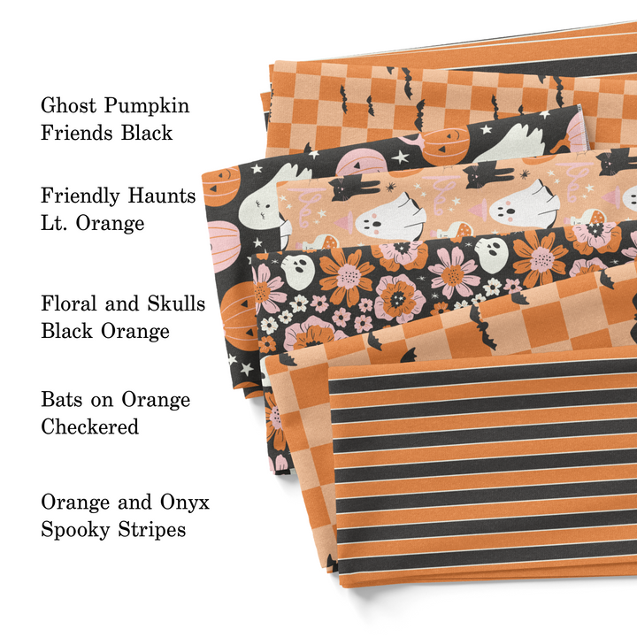 Juniper Row Design 2023 Halloween fabric swatch mockups.