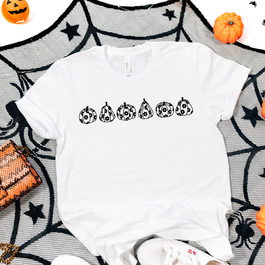 Black and white floral pumpkins iron on dtf and sublimation heat transfers.