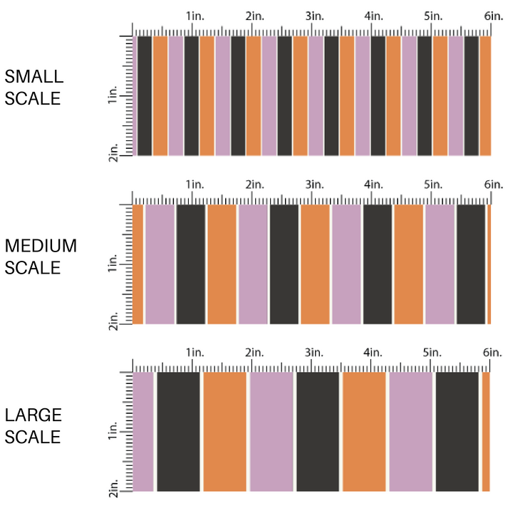 Black, orange, and purple striped fabric by the yard scaled image guide.