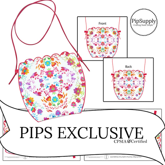 multi colored flower in kaleidoscope pattern faux leather diy purse kit