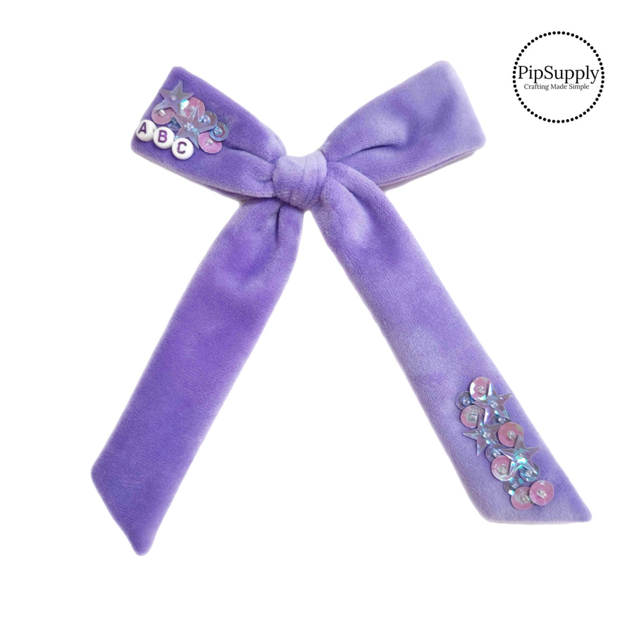 Theses colorful velvet multi sequin long tail hair bows are ready to package and resell to your customers no sewing or measuring necessary! These come pre-tied with an attached alligator clip. The delicate bow is perfect for all hair styles for kids and adults.