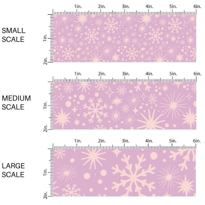 Lavender fabric by the yard scaled image guide with snowflakes.  