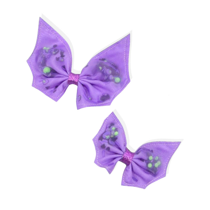 Lavender Bat Shaker Hair Tied Bow w/ Clip