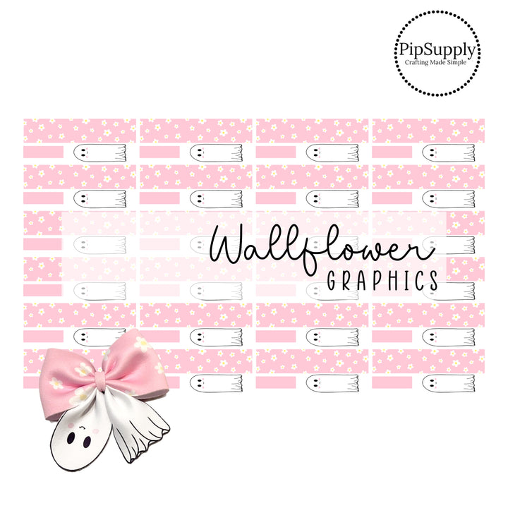 pink and white daisies and ghost layered diy neoprene hair bows