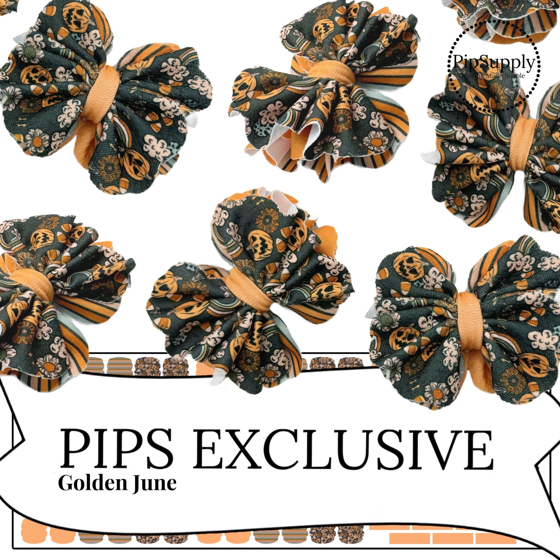 retro pumpkins flowers diy layered fabric halloween bows