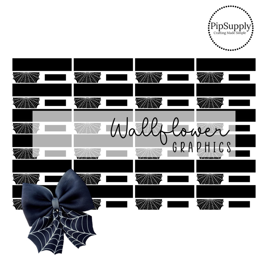 black and white spider web neoprene diy hair bows