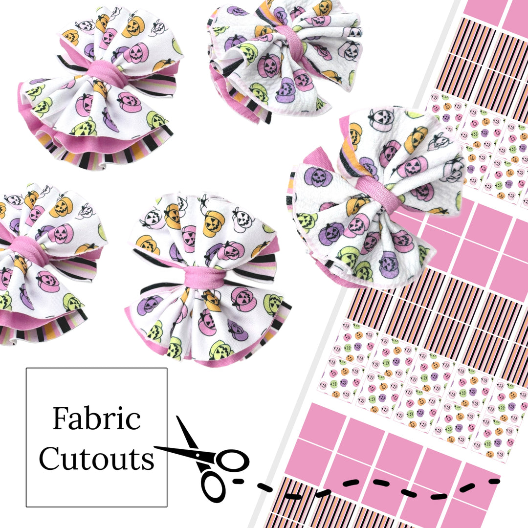 Layered Shredded Multi Pastel Jack PIGGIES Fabric DIY Hair Bows
