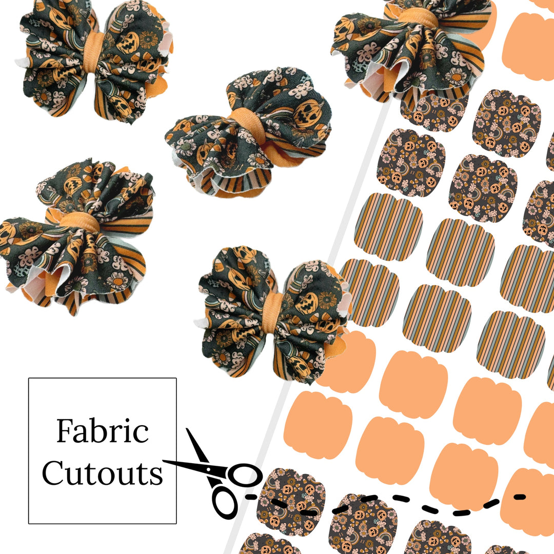 Layered Shredded Spooktacular Party PIGGIES Fabric DIY Hair Bows