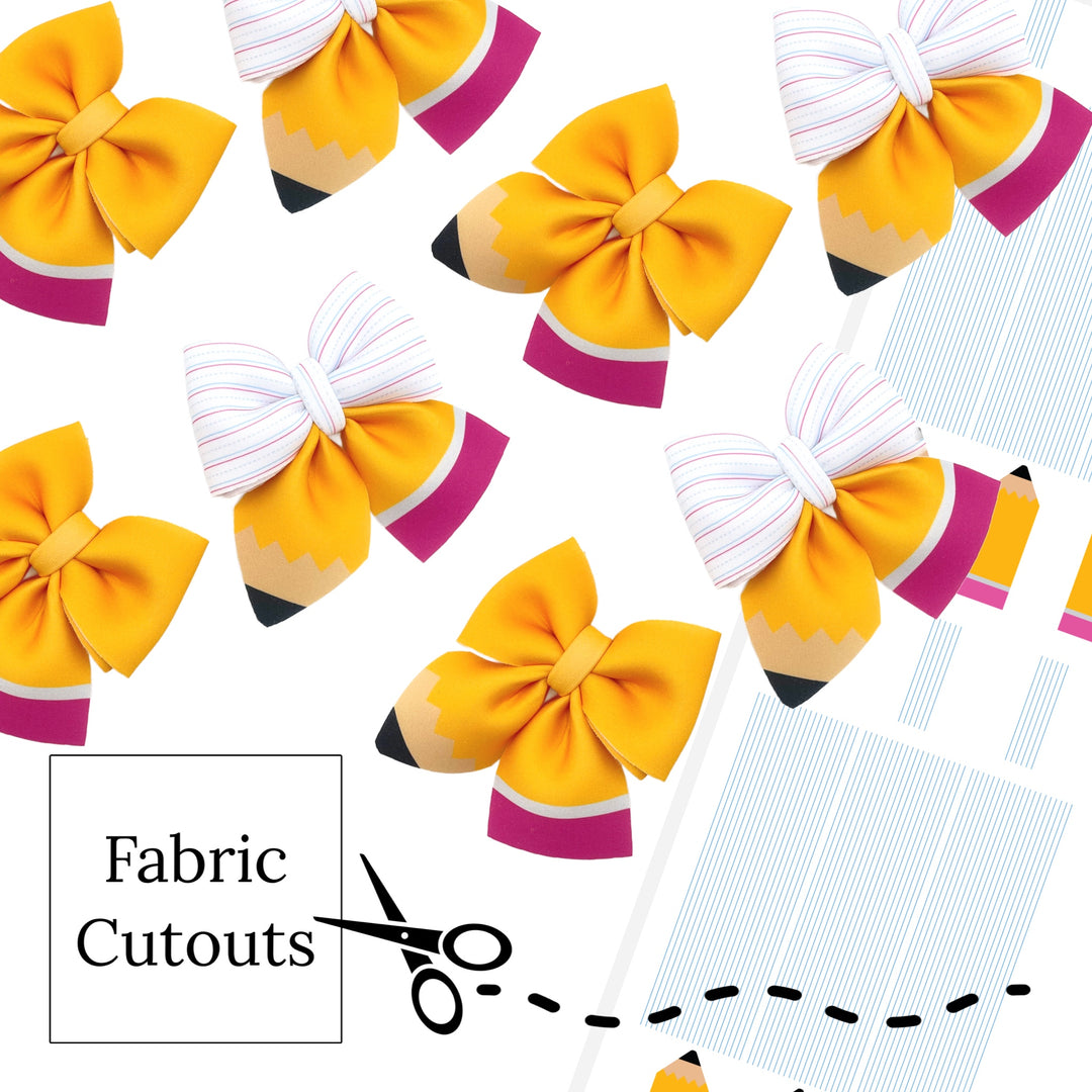 pencil and lined paper layered neoprene diy hair bows