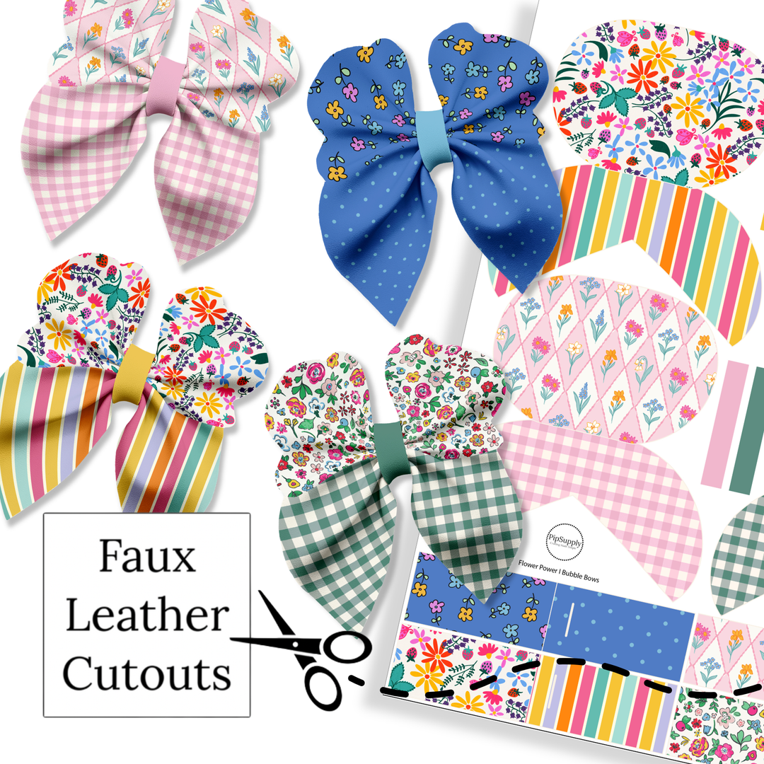 Flower Power Bubble Sailor Faux Leather DIY Hair Bows
