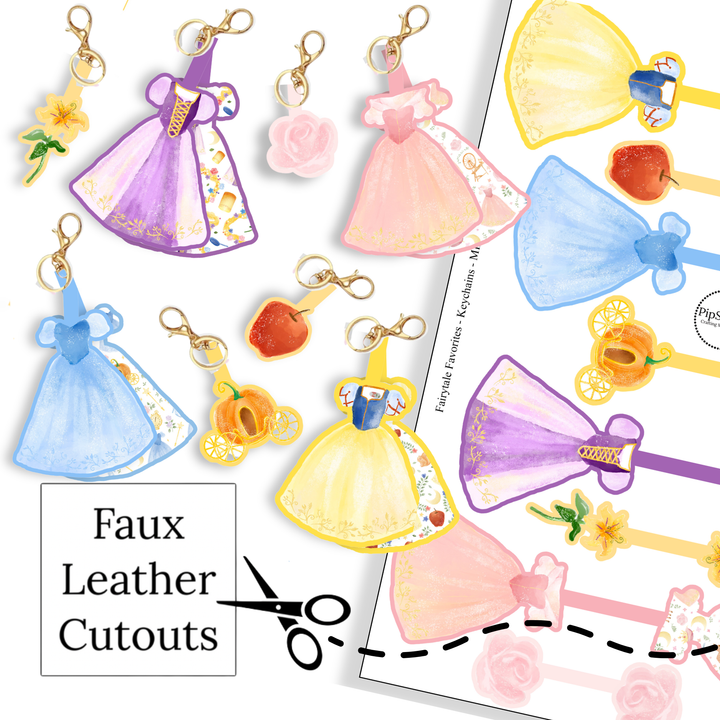 Fairytale Favorites Faux Leather Fold Over Keychains
