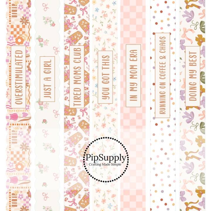 Collection of decorative leather strips with text and patterns