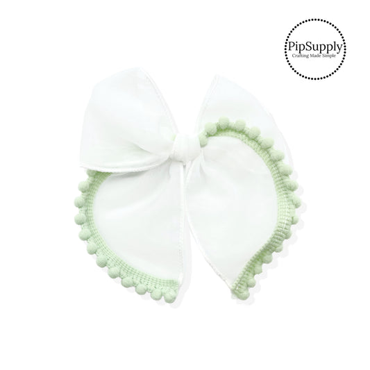 These spring hair bow strips are ready to package and resell to your customers no sewing or measuring necessary! Just fill with any sequins and clays, tie and add them to any clip or hair tie. These pre-tied bows feature a cute pom pom trim. 