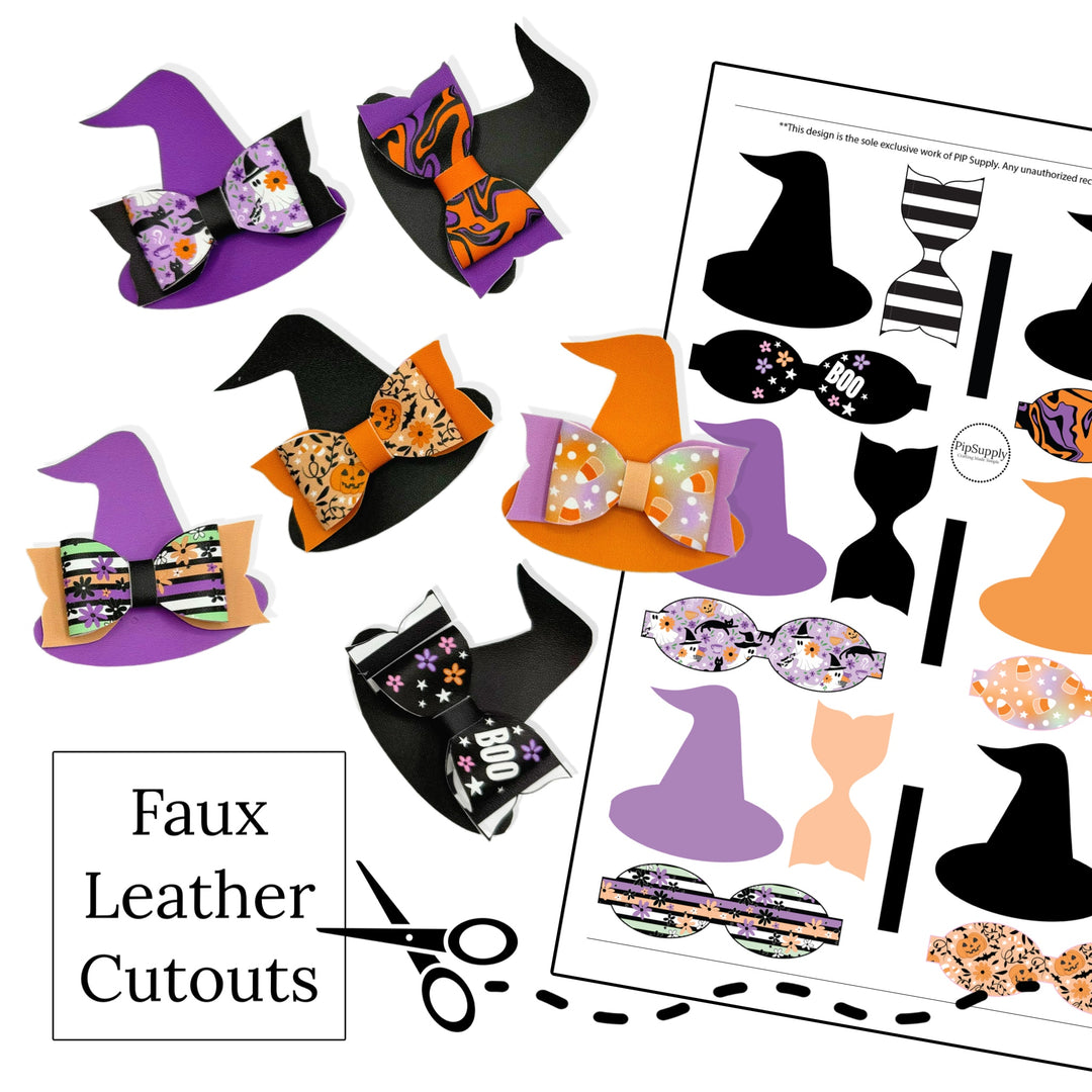 Little BOO Witch Hat Faux Leather DIY Hair Bows & Craft Cutouts