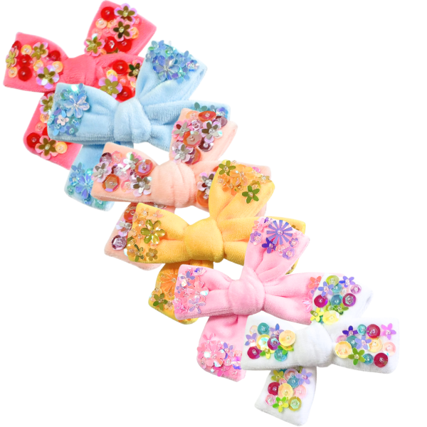 Little Luxe Pinwheel Velvet Blooms Bow w/ Clip