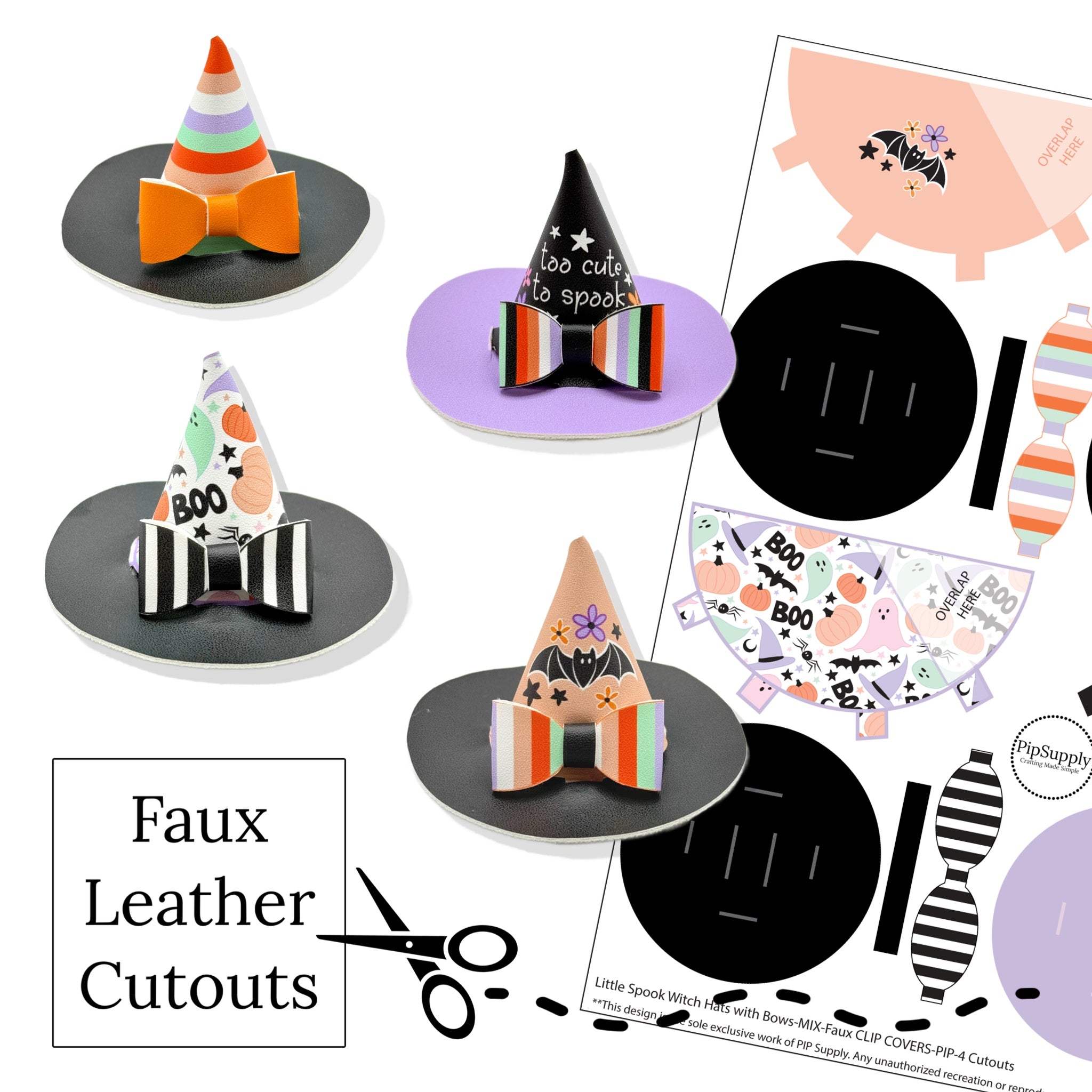 Little Spook Witch Hats with Bows Faux Leather DIY Bows – Pip Supply