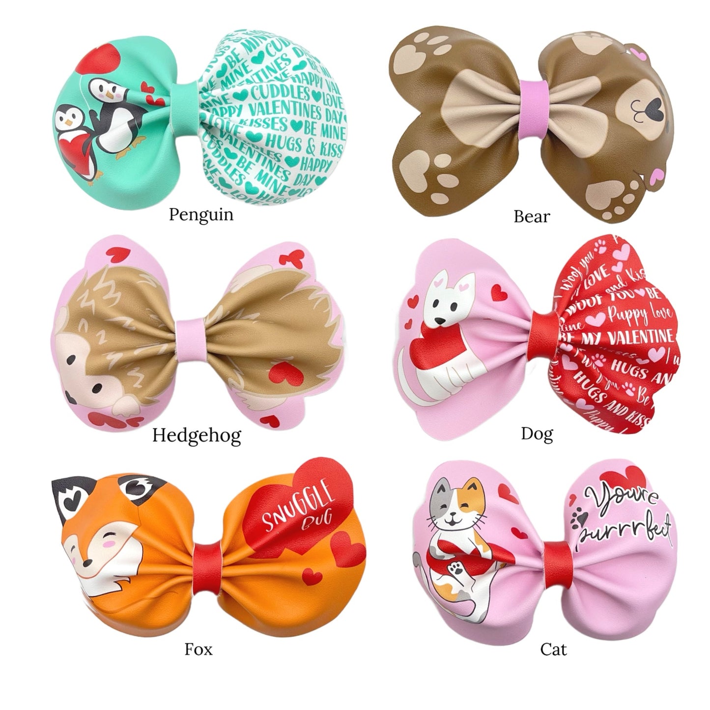 Valentine Animal Faux Leather Bow Template Cutouts 