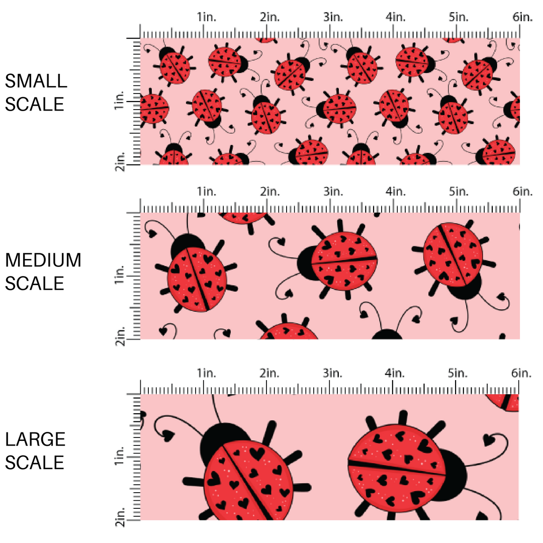 Heart Spotted Ladybugs on Pink Fabric by the Yard scaled image guide.