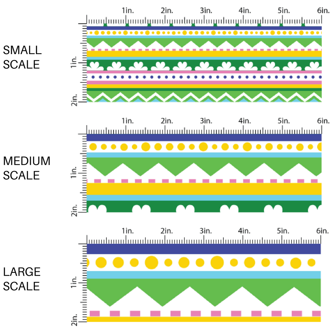 Yellow, Green, Blue, and Pink Stripes St. Patrick's Day Fabric by the Yard scaled image guide.