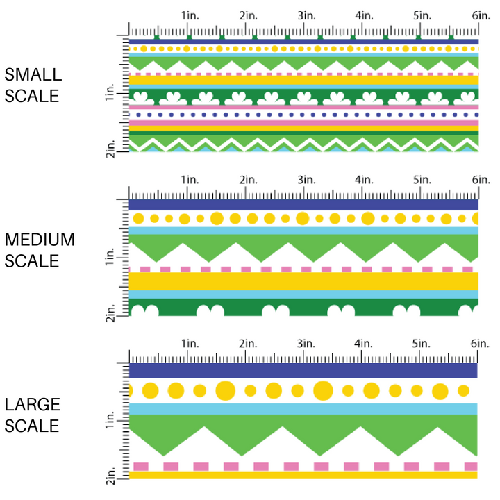 Yellow, Green, Blue, and Pink Stripes St. Patrick's Day Fabric by the Yard scaled image guide.